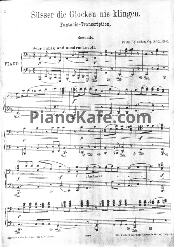 Ноты Ф. Шпиндлер - Фантазия для фортепиано в 4 руки (Op. 302, №6) - PianoKafe.com