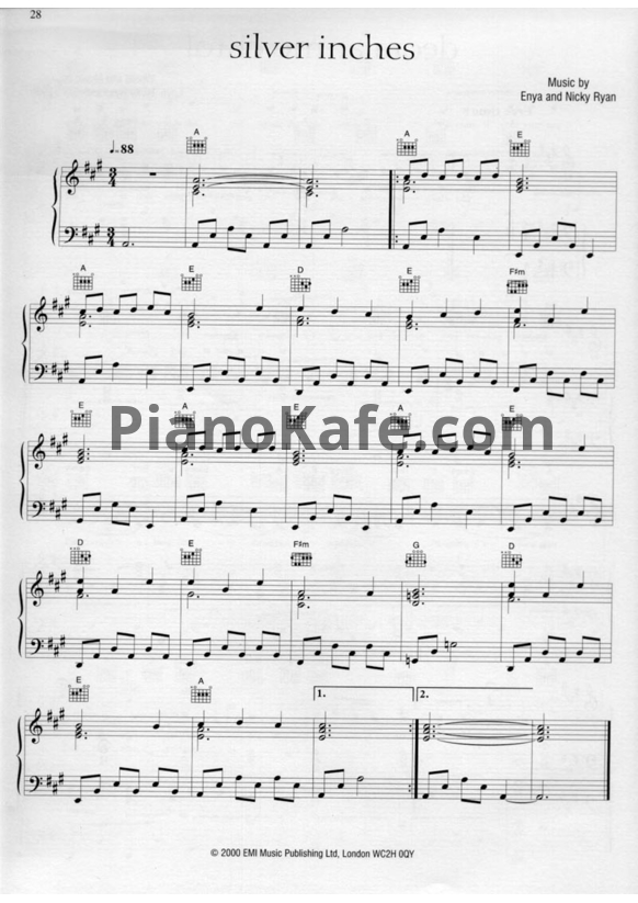 Ноты Enya - Silver Inches - PianoKafe.com