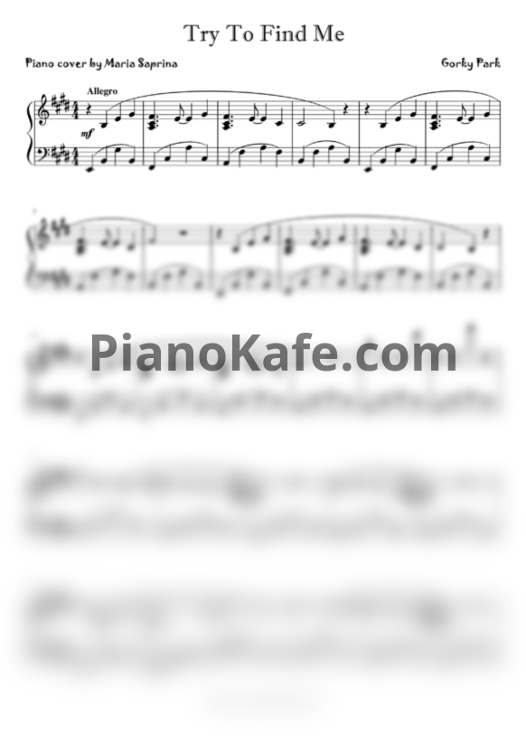 Ноты Gorky Park - Try to find me - PianoKafe.com