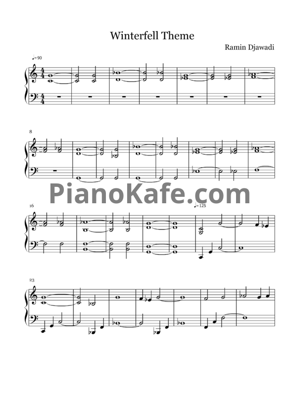 Ноты Ramin Djawadi - Winterfell theme - PianoKafe.com