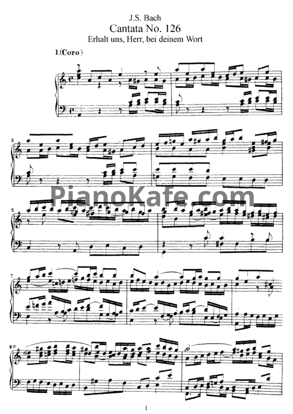 Ноты И. Бах - Кантата №126 "Erhalt uns, herr, bei deinem wort" (BWV 126) - PianoKafe.com