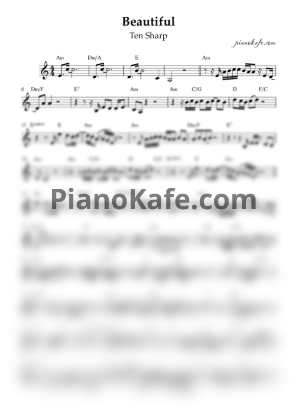 Ноты Ten Sharp - Beautiful - PianoKafe.com