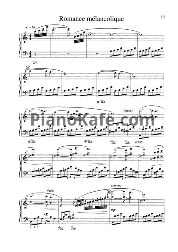 Ноты Манфред Шмитц - Romantce melancolique - PianoKafe.com