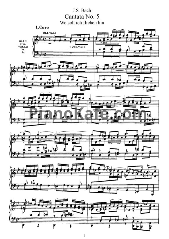 Ноты И. Бах - Кантата №5 "Wo soll ich fliehen hin" (BWV 5) - PianoKafe.com