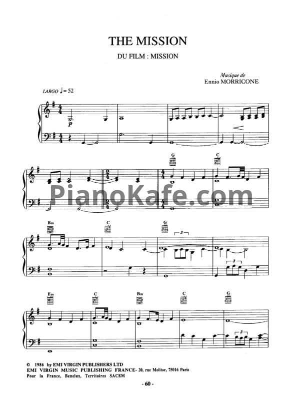 Ноты Ennio Morricone - The mission - PianoKafe.com