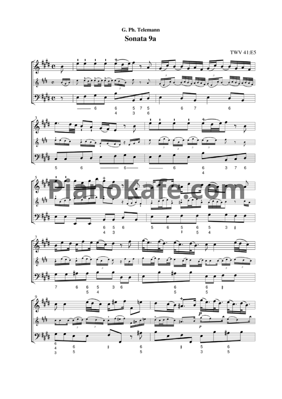 Ноты Георг Телеман - Методическая соната №9 - PianoKafe.com