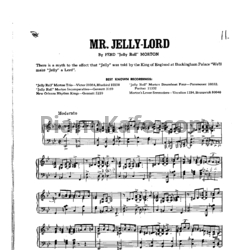Ноты Ferd "Jelly Roll" Morton - Mr. Jelly-lord - предпросмотр