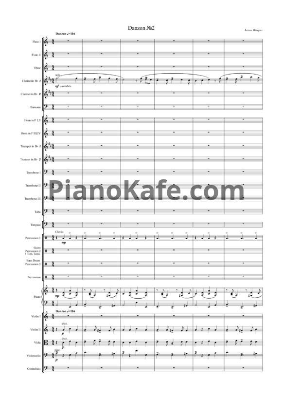 Ноты Arturo Marquez - Danzon №2 (Партитура и голоса для симфонического оркестра) - PianoKafe.com