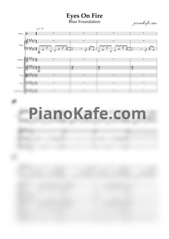 Ноты Blue Foundation - Eyes on fire (Партитура) - PianoKafe.com