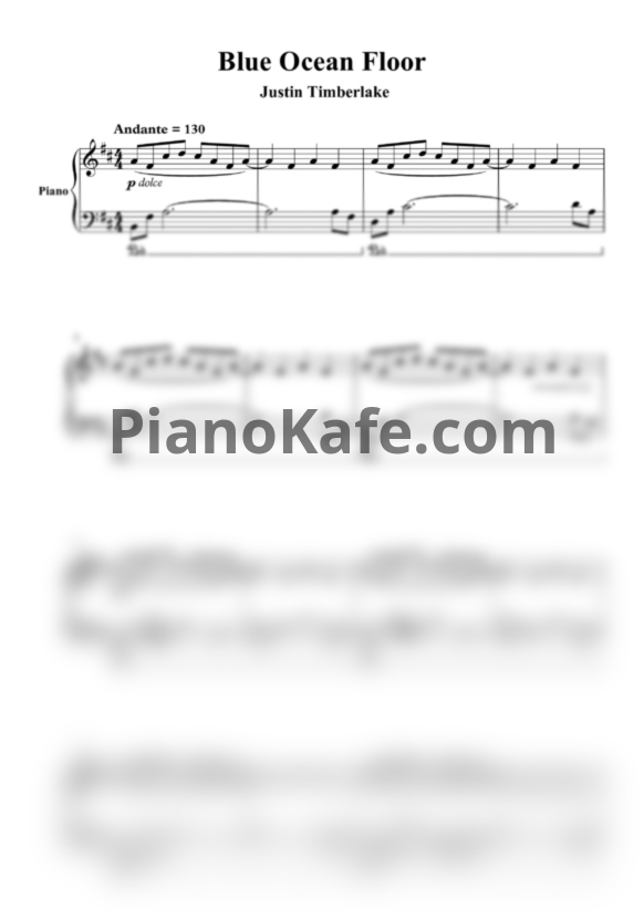 Ноты Justin Timberlake - Blue ocean floor - PianoKafe.com