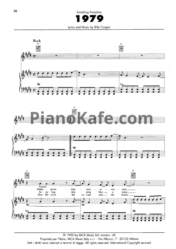Ноты The Smashing Pumpkins - 1979 - PianoKafe.com