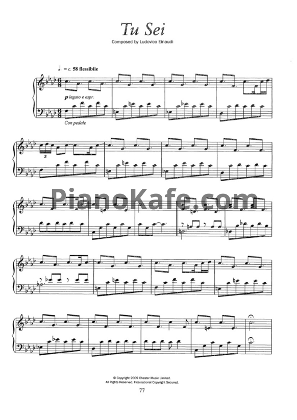 Ноты Ludovico Einaudi - Tu sei - PianoKafe.com