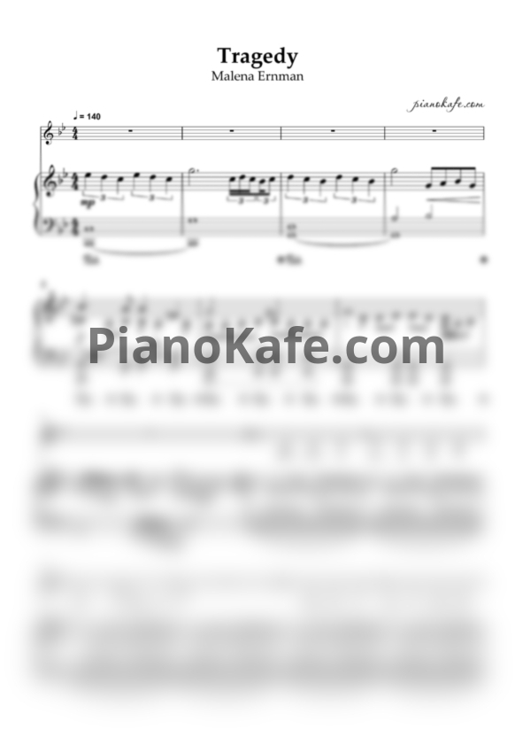 Ноты Malena Ernman - Tragedy (Piano cover) - PianoKafe.com