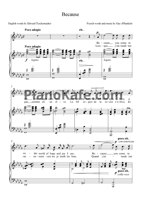 Ноты Guy d'Hardelot - Because - PianoKafe.com