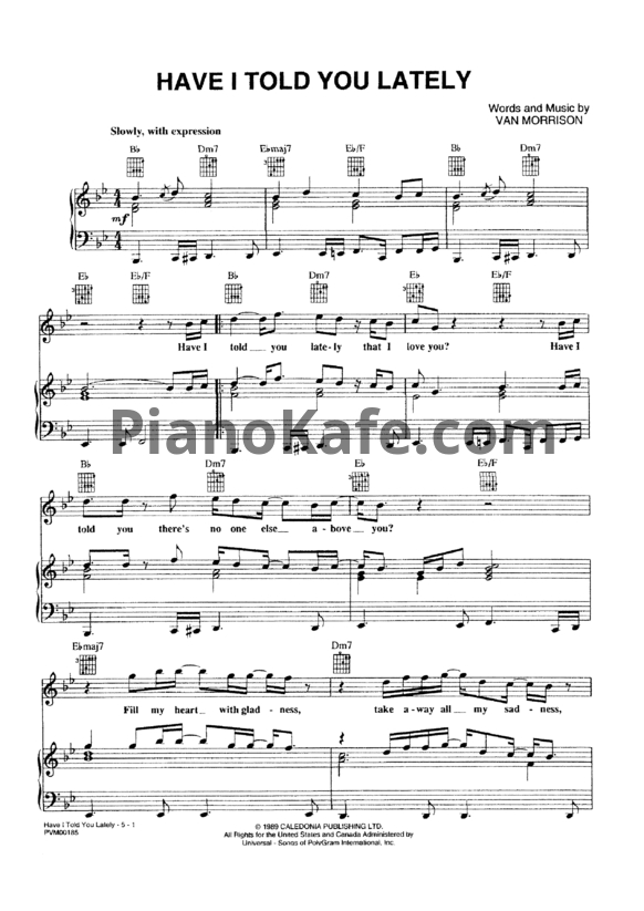 Ноты Van Morrison - Have I told you lately (PVG) - PianoKafe.com