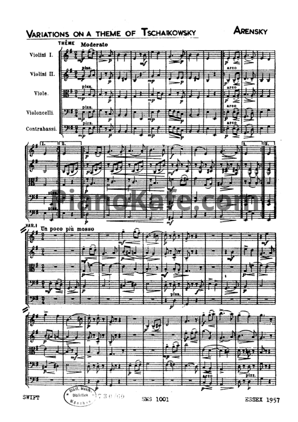 Ноты Антон Аренский - Вариации на тему Чайковского для оркестра (Партитура. Op. 35A) - PianoKafe.com