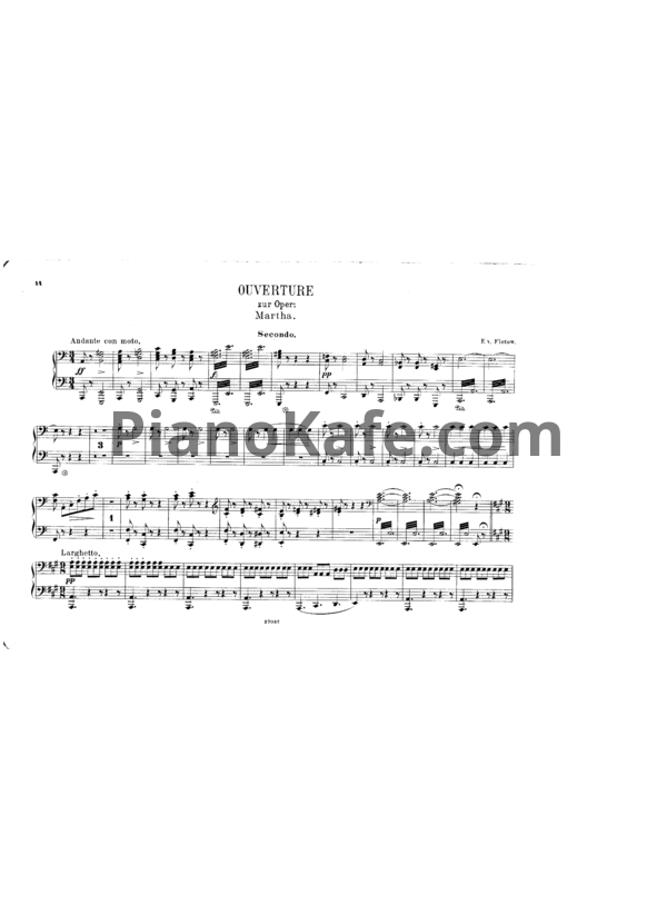 Ноты Фридрих фон Флотов - Увертюра из оперы "Марта" для фортепиано в 4 руки - PianoKafe.com