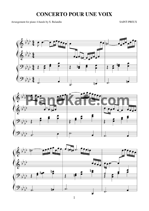 Ноты Clémence - Concerto pour deux voix (для фортепиано в 4 руки) - PianoKafe.com