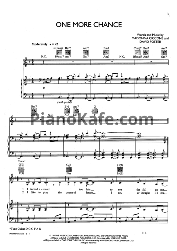 Ноты Madonna - One more chance - PianoKafe.com