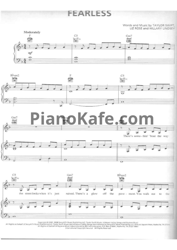 Ноты Taylor Swift - Fearless (Книга нот) - PianoKafe.com