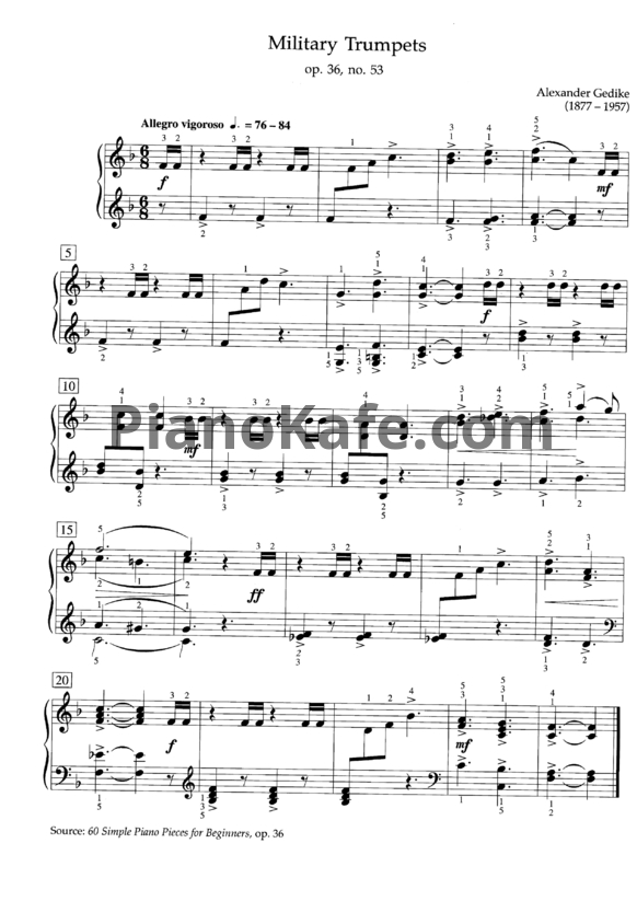 Ноты Александр Гедике - Военные трубы (Соч. 36, №53) - PianoKafe.com
