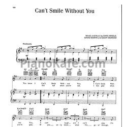 Ноты Barry Manilow - Can't smile without you - предпросмотр