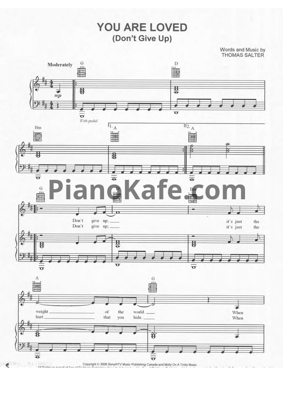 Ноты Josh Groban - You are loved - PianoKafe.com