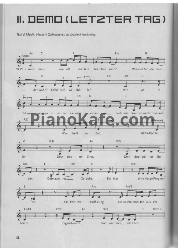 Ноты Herbert Gronemeyer - Demo (Letzter tag) - PianoKafe.com