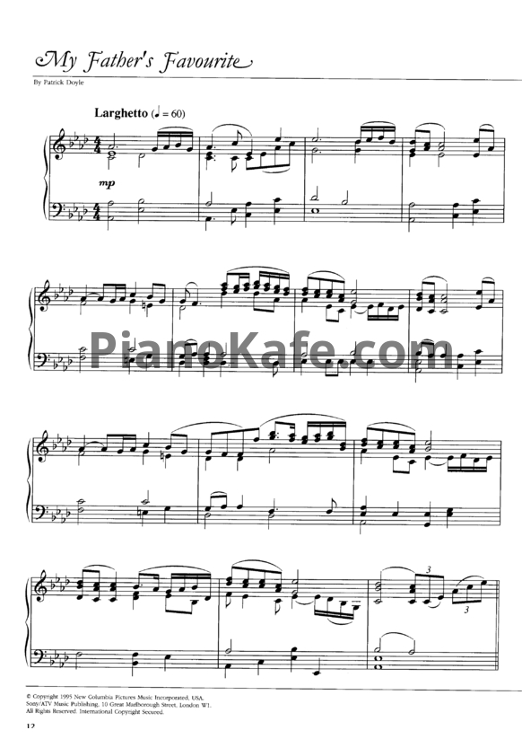 Ноты Patrick Doyle - My father's favourite - PianoKafe.com
