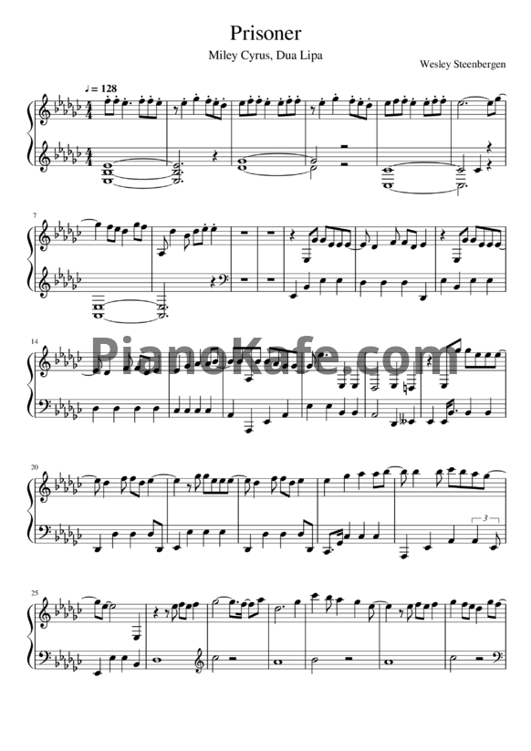 Ноты Miley Cyrus, Dua Lipa - Prisoner - PianoKafe.com