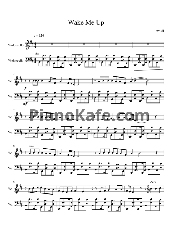 Ноты Avicii - Wake me up (Версия 2) - PianoKafe.com