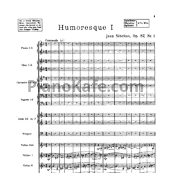 Ноты Ян Сибелиус - 2 юморески для скрипки с оркестром (Партитура, Op. 87) - предпросмотр