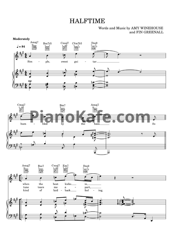 Ноты Amy Winehouse - Half time - PianoKafe.com