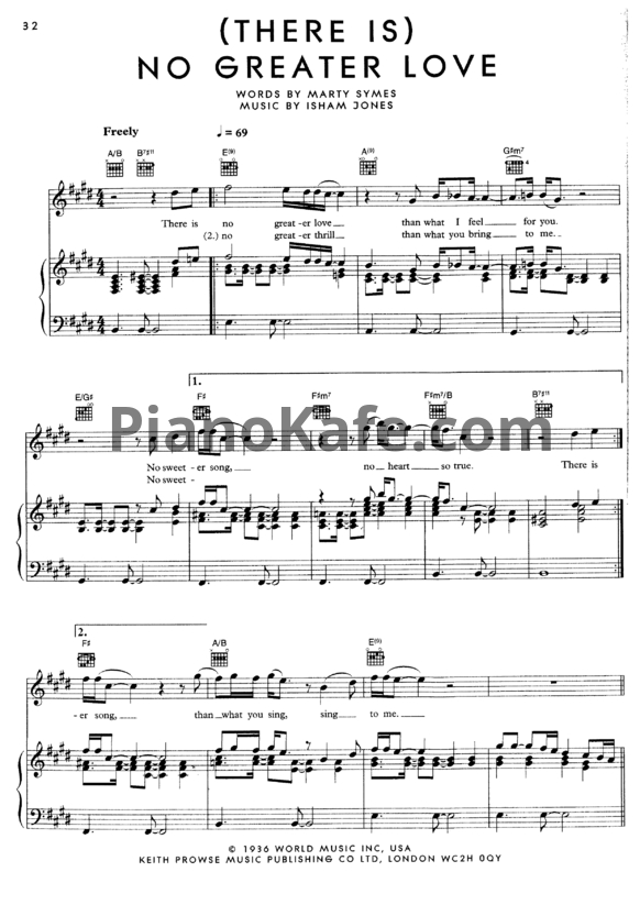 Ноты Amy Winehouse - (There is) No greater love - PianoKafe.com