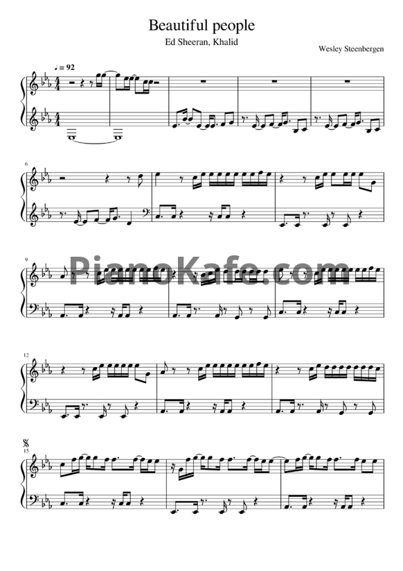 Ноты Ed Sheeran feat. Khalid - Beautiful people - PianoKafe.com