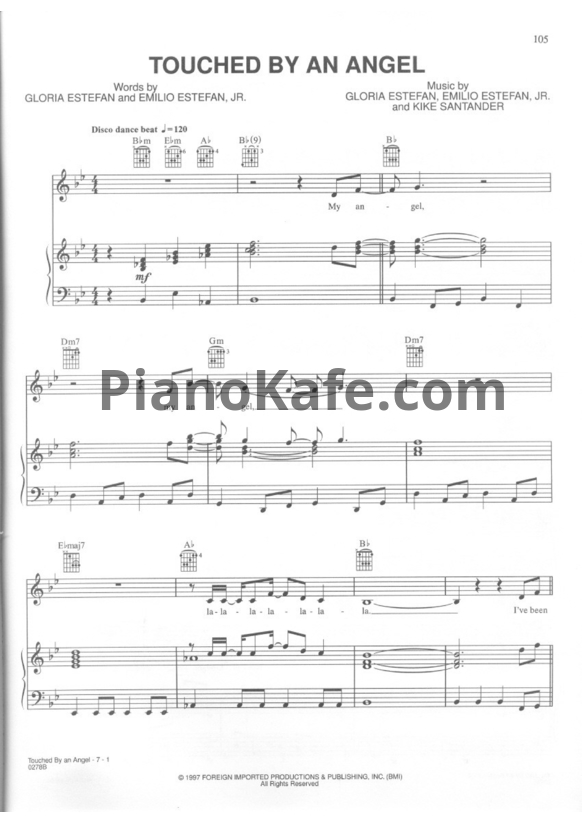 Ноты Gloria Estefan - Touched by an angel - PianoKafe.com