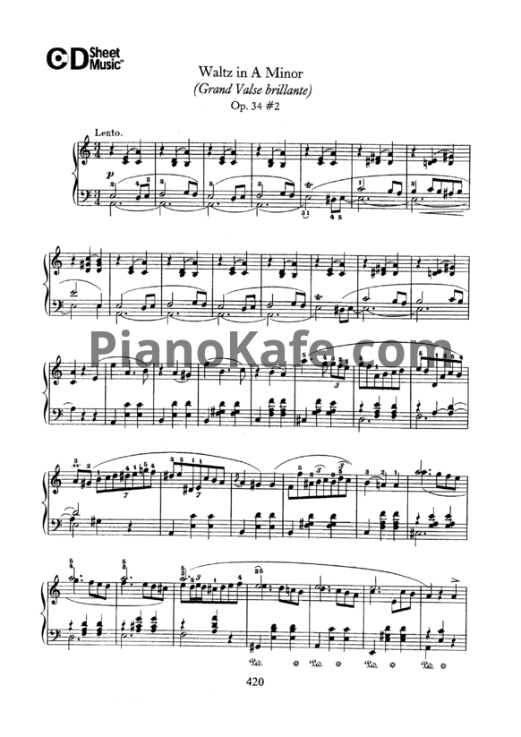 Ноты Ф. Шопен - Вальс №3 ля минор Доступны ноты (Op. 34, № 2) - PianoKafe.com