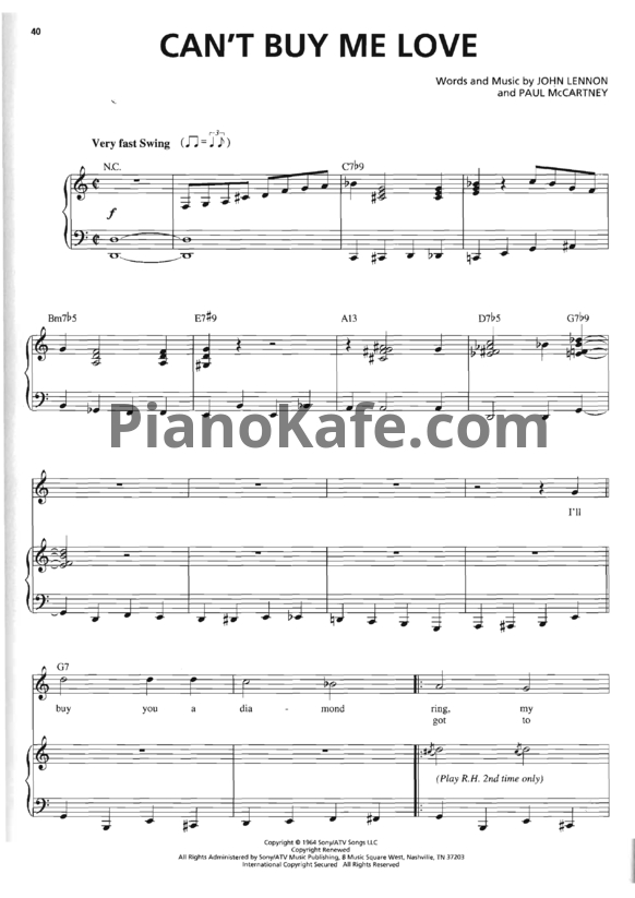 Ноты Michael Buble - Can't buy me love - PianoKafe.com