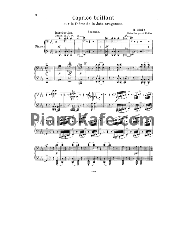 Ноты Михаил Глинка - Каприччио на тему Арагонской хоты для оркестра (для 2 фортепиано) - PianoKafe.com