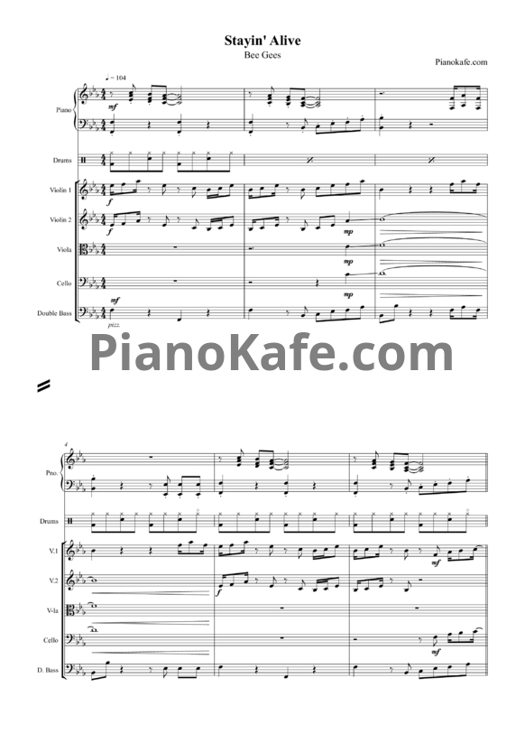 Ноты Bee Gees - Stayin' Alive (Партитура и партии) - PianoKafe.com