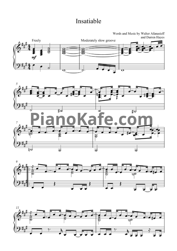 Ноты Darren Hayes - Insatiable - PianoKafe.com