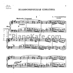Ноты А. Гольденвейзер - Полифоническая сонатина (Соч. 33) - предпросмотр