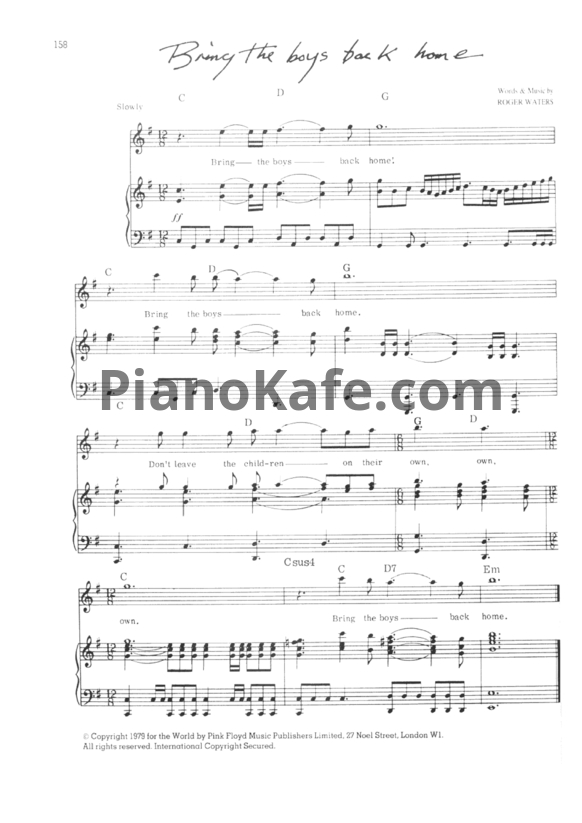 Ноты Pink Floyd - Bring the boys back home (Guitar tabs) - PianoKafe.com