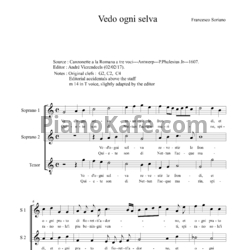 Ноты Ф. Сориано - Мадригал "Vedo ogni selva" - предпросмотр