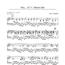 Ноты Serj Tankian - Yes, it's genocide - предпросмотр