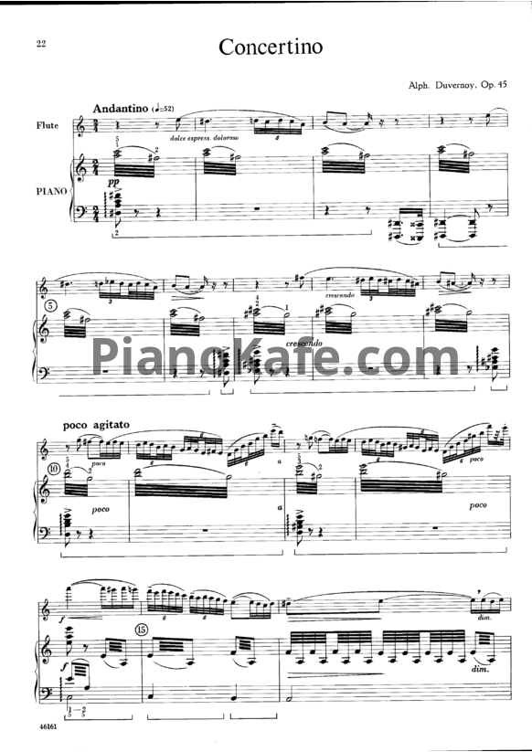 Ноты А. Дювернуа - Концертино (Op. 45, клавир) - PianoKafe.com