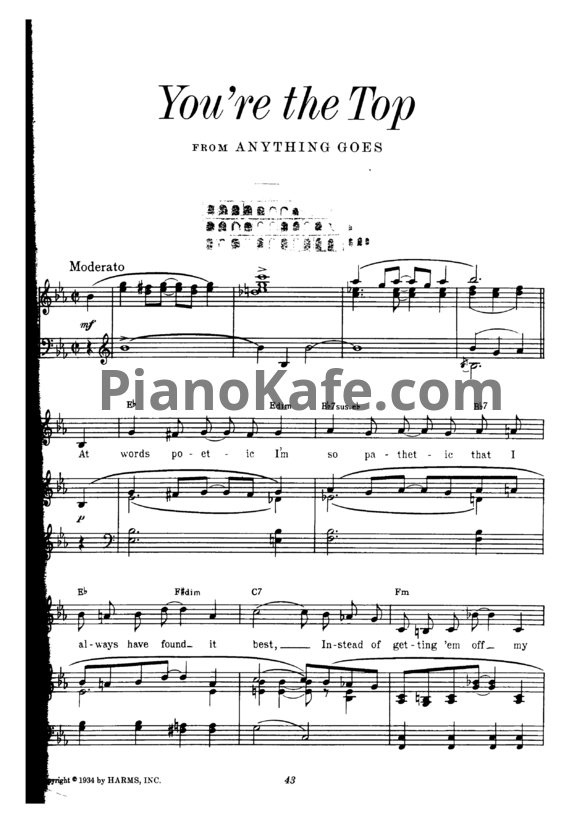 Ноты Cole Porter - You're the top - PianoKafe.com