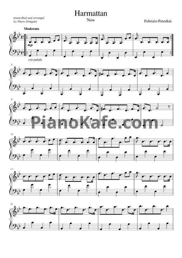 Ноты Fabrizio Paterlini - Harmattan - PianoKafe.com