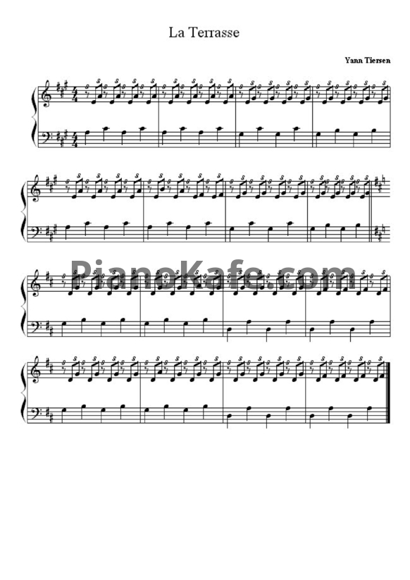Ноты Yann Tiersen - La terrasse - PianoKafe.com