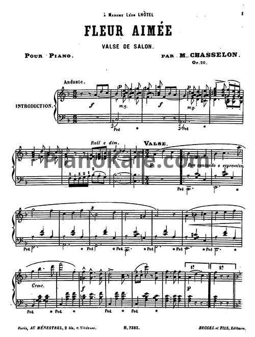 Ноты Melanie Chasselon - Fleur aimée, Op. 20 - PianoKafe.com